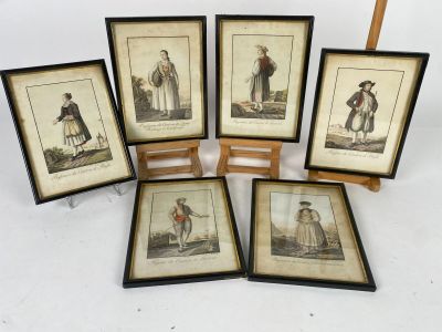 Suite de 8 gravures en couleur à Baste chez Chr de Mechel do…