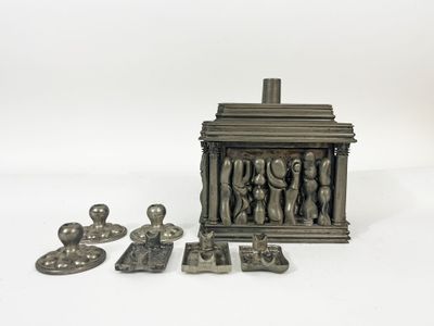 Sculpture puzzle en bronze argenté de Miguel Berrocal