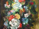 peinture d'une peinture d'un vase de fleurs sur une table