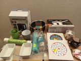 a table that has many different items on it