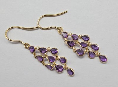 Pendants D'Oreilles EN OR Jaune Sertie D'Amethystes - Poids …