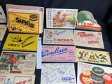several different types of advertising items are displayed on a table