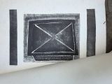 a black and white drawing of a television on a table