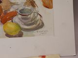 a picture of a painting of a still life with a cup of tea