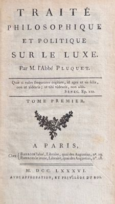 PLUQUET (François). Traité philosophique et politique sur le…