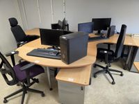 Deux bureaux retour arrondi + trois caissons + trois chaises (photo 4)