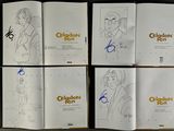 six pages of a comic book with a drawing of a woman and a man