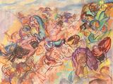 an image of a painting of a group of people in a field