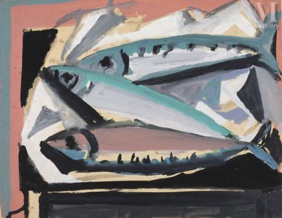 l'image d'une peinture de poisson sur une assiette posée sur une table