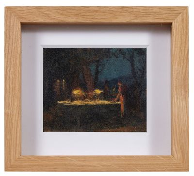 an image of a painting of a man and a woman at a dinner table