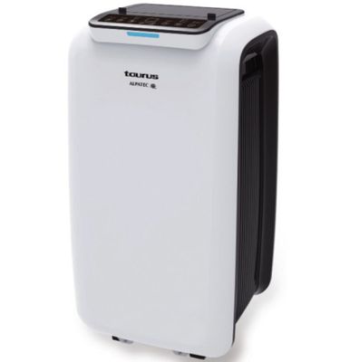 un climatiseur portable blanc et noir sur fond blanc