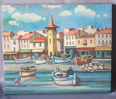 Max TOUTAIN (1935-2006), "La tour de l'horloge", huile sur t…