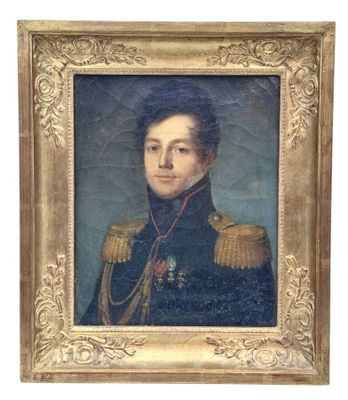 portrait d'un homme en uniforme militaire dans un cadre doré