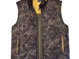 men ' s quilted vest with yellow zippers