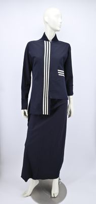 Yohji YAMAMOTO - Blouson asymétrique zippé en laine marine p…