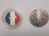 deux pièces commémoratives des États-Unis d'Amérique et de la France