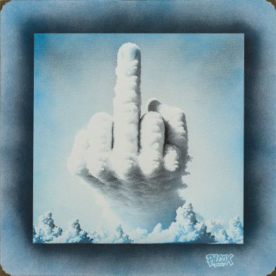 une image représentant un tableau où l'on voit une main faisant le signe de la paix