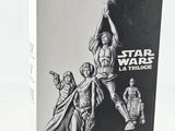 a black and white photo of a book with a star wars cover