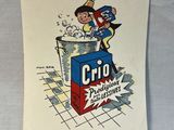 an old advertisement for a soda machine with a boy on top of it
