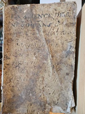 a stone with writing on it sitting in a box