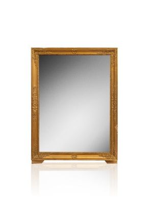 an image of a gold framed mirror on a white surface