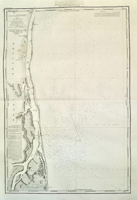 une vieille carte de la côte atlantique sur laquelle figure une bande de terre