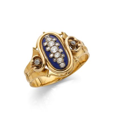 une bague en diamant et lapis-lazuli, signée Van Cleef