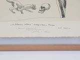 a drawing of a cat and a skull on the wall