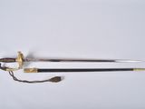 two swords, one with a wooden handle and the other with a brass handle