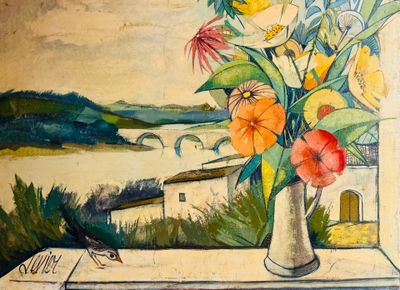 Charles LEVIER (1920-2003) "Fleurs sur le fleuve". - Photo 1