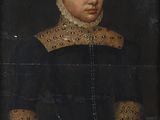 portrait of a woman in a black dress with a lace collar