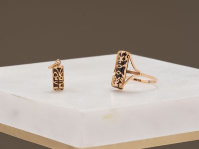 Demi parure de bijoux polynésien en or jaune 18k 750 millièm…
