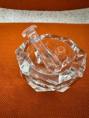 mortier pouvant servir de cendrier - pilon en cristal blanc signé  - d - Photo 1