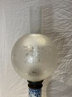 Lampe à pétrole en faïence fine imprimée, Gien ?, fin XIXème… (photo 2)