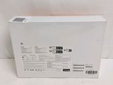 the back of a white box with a black label on it