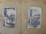 two pictures of a woman in a boat on the water