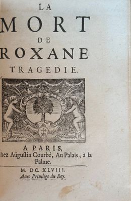 an old book with a picture of a man and a woman on it