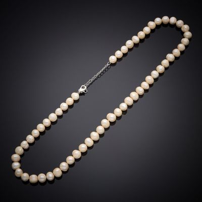 a cultured pearl and diamond necklace