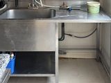 a kitchen with a sink and a counter in it