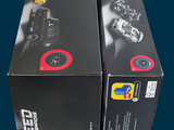 two boxes that are sitting side by side on a table