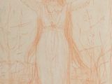 une image représentant le dessin d'une femme debout dans un champ