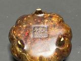 chinese bronze snuffling box with inscription on lid