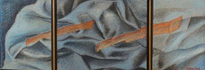 Jacques JOOS (1945-2021), "Triptyque bleu et orange", techni…
