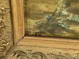 a picture of a painting of a woman sitting on a beach
