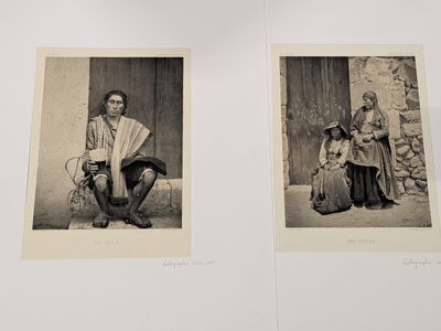 two black and white photographs of a man and a woman sitting on a chair