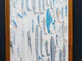 une photo d'une photo montrant plusieurs planches de surf accrochées au mur