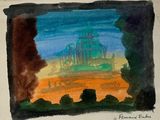 une image représentant un tableau d'un château au milieu d'un champ