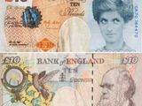 two different bank notes with a picture of a man and woman on them