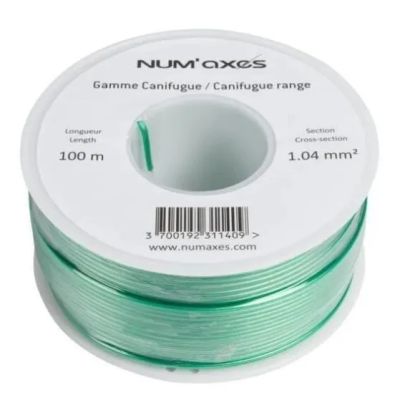 a spool of green wire on a white background