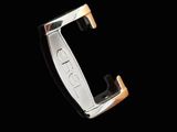 the letter l is made out of silver and gold metal